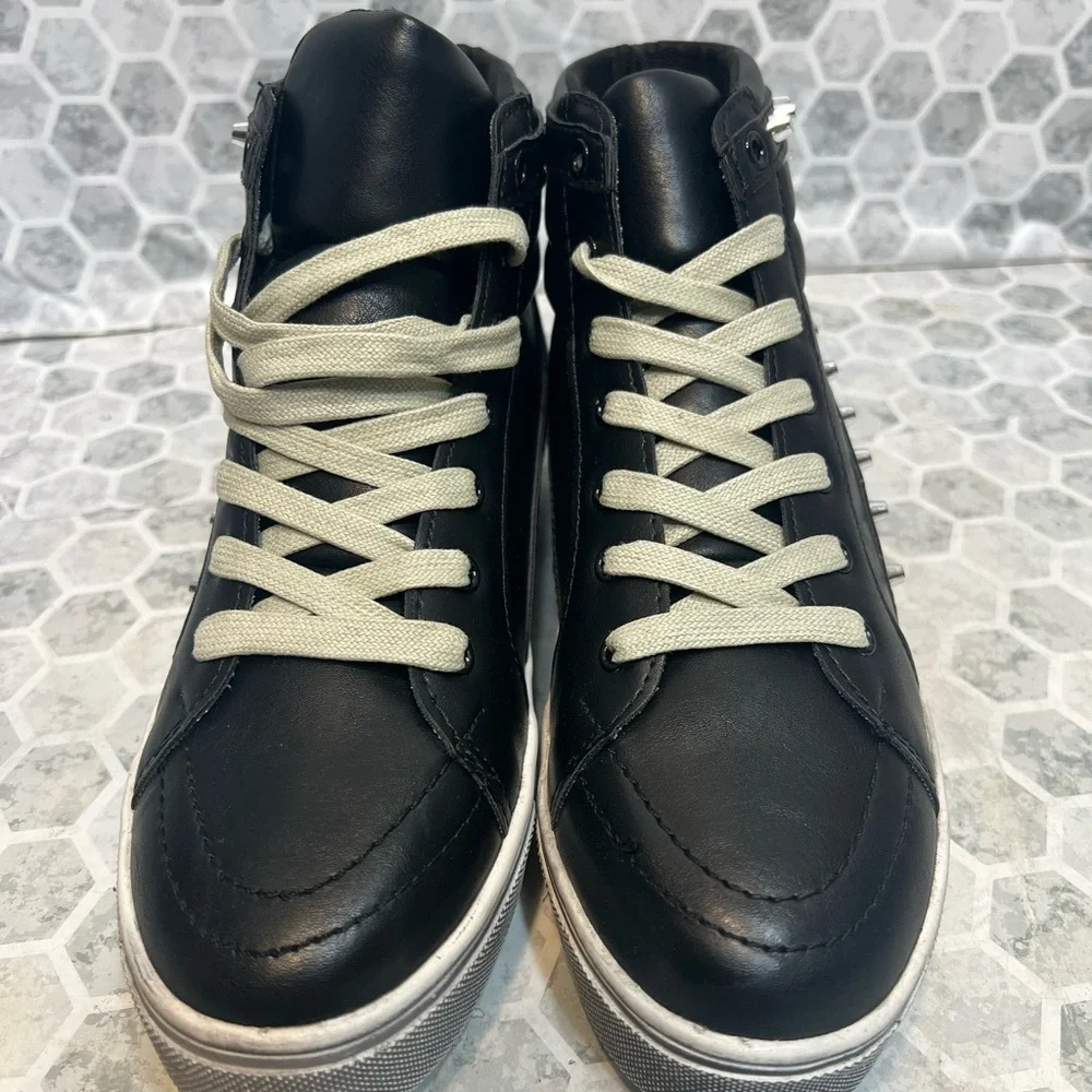 New no box studded black high top sneakers Sz 7.5 - Picture 4 of 9